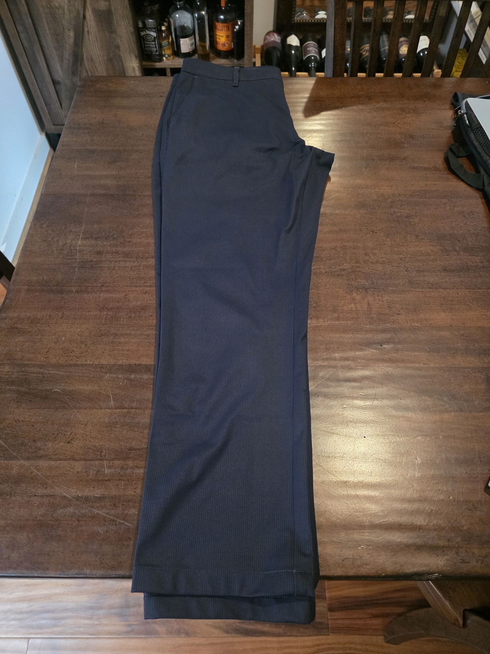 Twillory Men's Performancd Navy Pin Strip Dress Pants - Tailored Fit 36x30